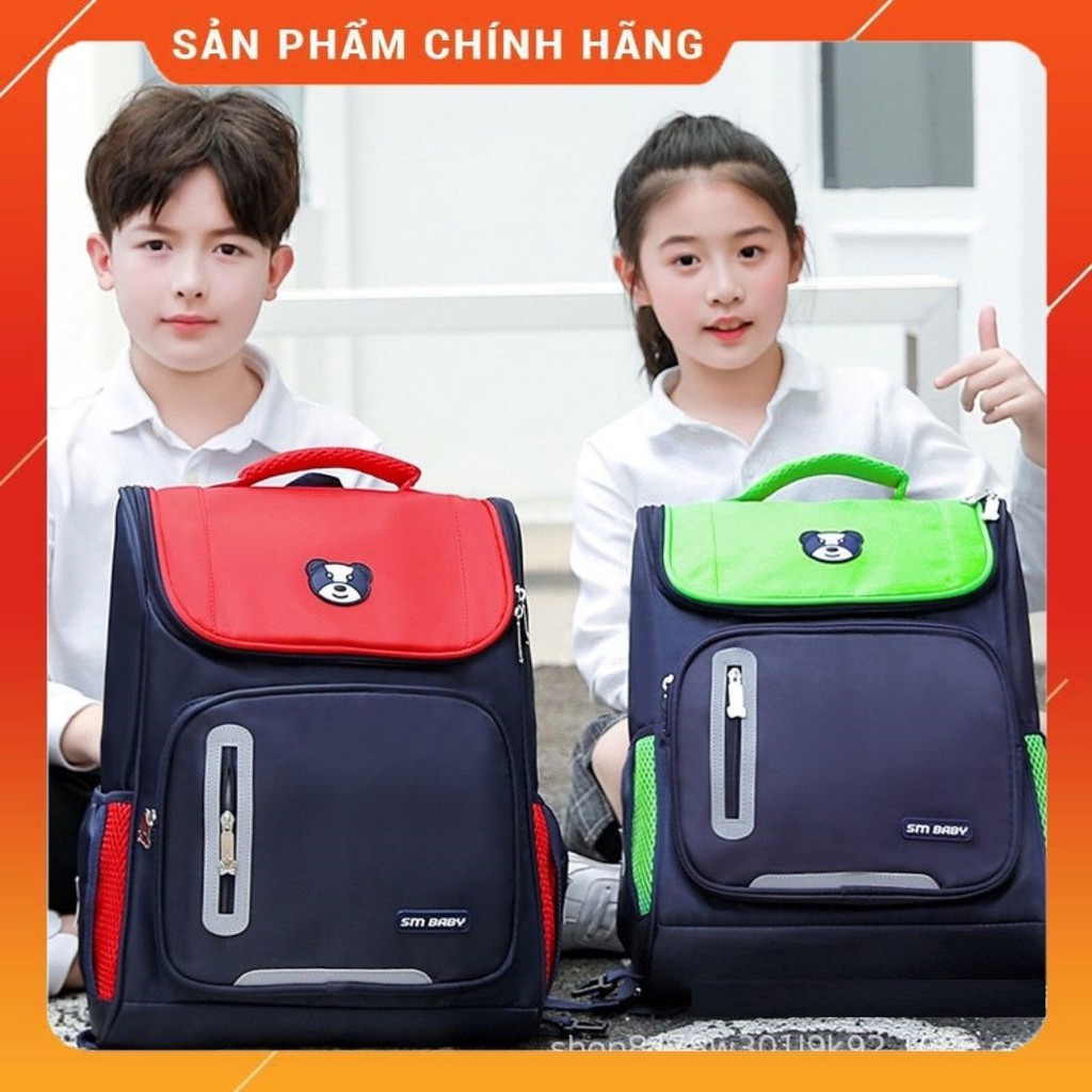 Balo Chống Gù Học Sinh Tiểu Học Chính Hãng SM BABY Cho Bé Gái Bé Trai Balo Gấu Trẻ Em Cấp 1 Có Phản Quang,Chống Thấm