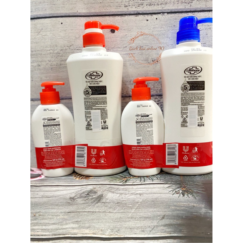 ⚡MUA 1 TẶNG 1⚡ Dầu gội Lifebuoy 640g tặng kèm chai nước rửa tay lifebuoy bảo vệ vượt trội 120g