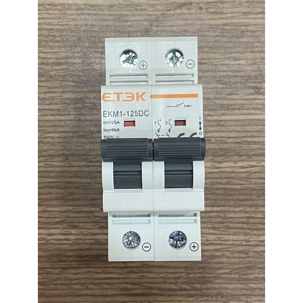 Cầu dao CB DC acquy 125A 2P 550V ETEK EKM1-125DC, EKM2-125DC