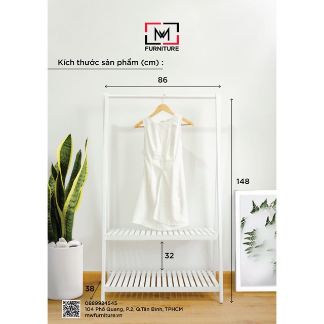 GIÁ TREO QUẦN ÁO CHỮ A HÀN QUỐC 2 TẦNG MÀU TRẮNG (SIZE M) - A HANGER 2F (SIZE M) WHITE