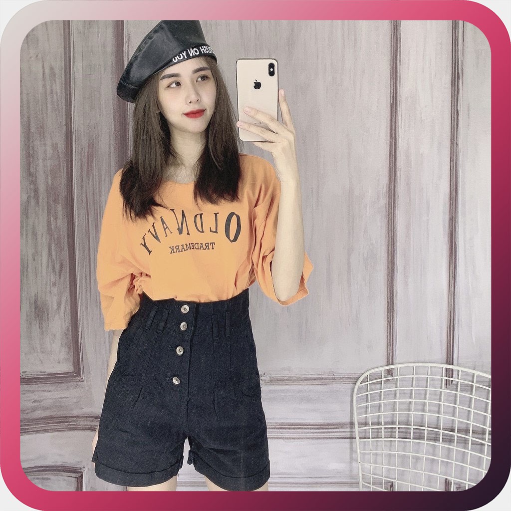 Quần Short Ngố Kaki Trơn Nhiều Nút Lưng Siêu Cao Tôn Dáng[Ảnh Thật]