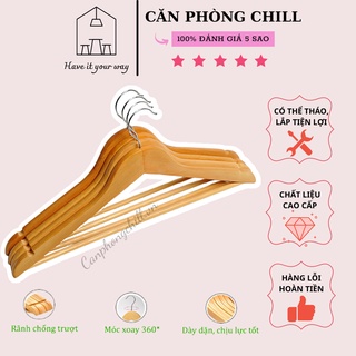 Móc treo quần áo bằng gỗ - Móc gỗ treo quần áo tam giác có thanh ngang | Gỗ cứng cáp chống mọt mối chịu lực tốt