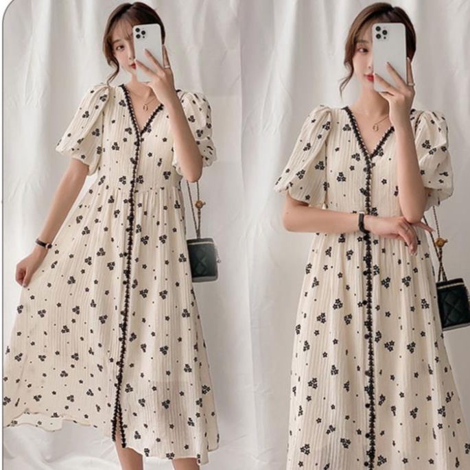 VÁY BẦU MÙA HÈ ĐẸP - ĐẦM BẦU CÔNG SỞ, THIẾT KẾ DÁNG XUÔNG CỘC TAY TRẮNG HOA NHÍ XINH XẮN, MẶC ĐI LÀM, CHƠI, DỰ TIÊC V-40