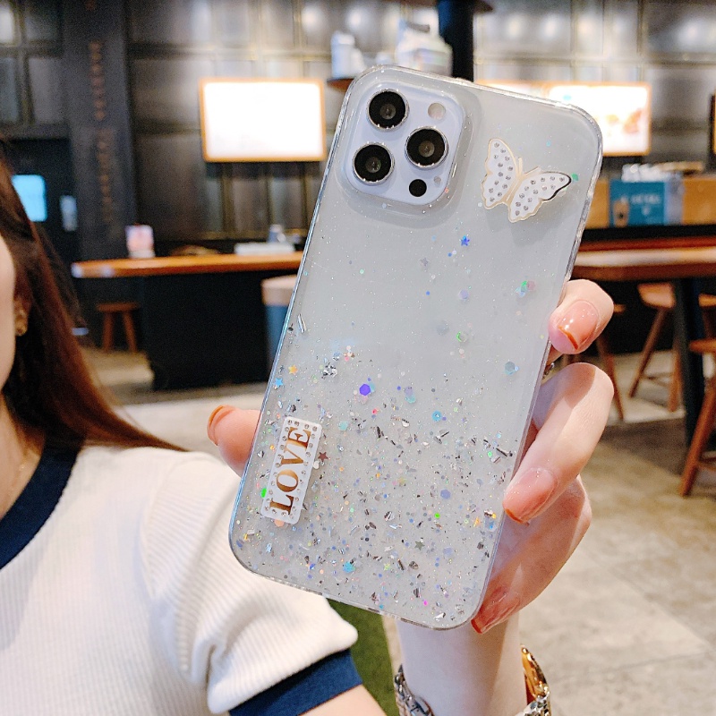 Ốp Điện Thoại Epoxy Kim Tuyến Hình Bướm 3D Cho Iphone 11 11PRO 11PROMAX 6G 6P 7G / 8G 7P / 8P X / XS XR XSMAX