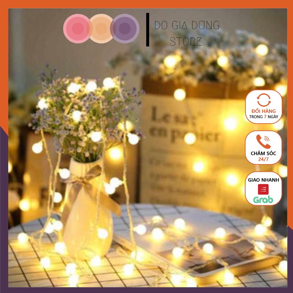 Đèn Led trang trí bóng tròn màu vàng ấm decor phòng ngủ nhà cửa không nhấp nháy và có nháy Dồ gia dụng Store