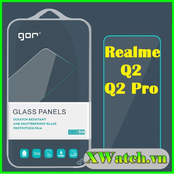 Bộ 2 Kính cường lực Gor Realme Q2 Q2 pro GT neo 2T Q3 pro Realme 8 8 pro Q5 pro C30S C30 C33 C35 Nazro 50A... trong suốt