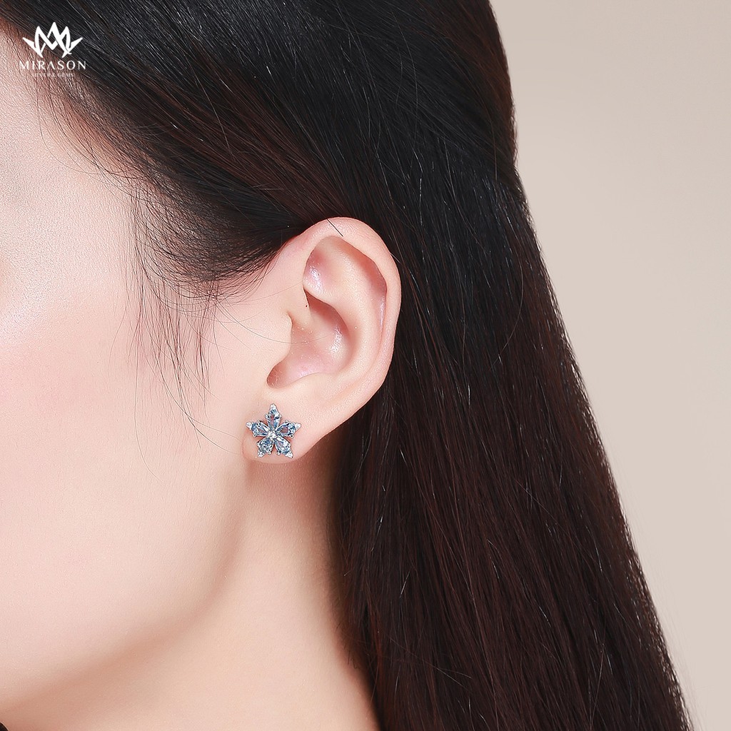 Khuyên Tai Bạc Nữ MIRASON Ngôi Sao Xanh Lấp Lánh Sang Trọng -  Bông Tai Nữ Bạc 925 Cao Cấp