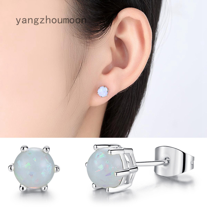 Khuyên Tai Bạc Đính Đá Opal Hình Giọt Nước Thời Trang Cho Nữ