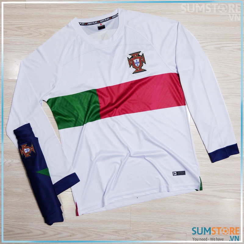 Áo tuyển Bồ Đào Nha Trắng dài tay - Đồ đá banh Mới Nhất 2022