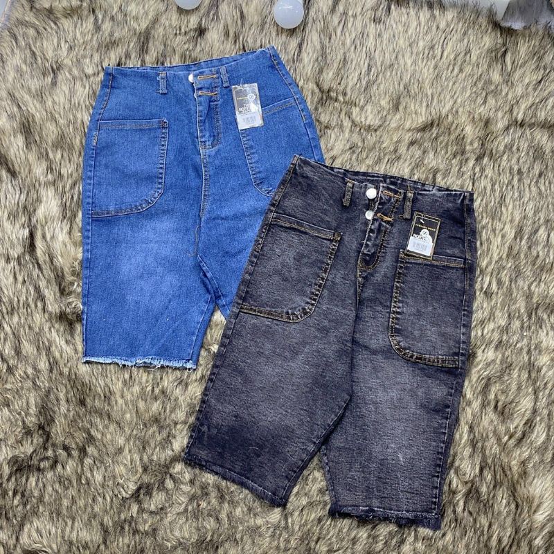 Quần jeans ngố lưng cao 2 nút cạp cao chuẩn dáng