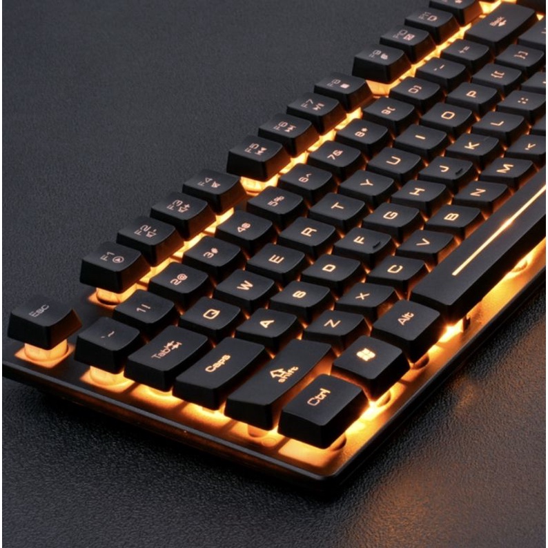 Bàn phím kèm chuột chuyên gaming km 320 full led vàng lửa mạnh mẽ.