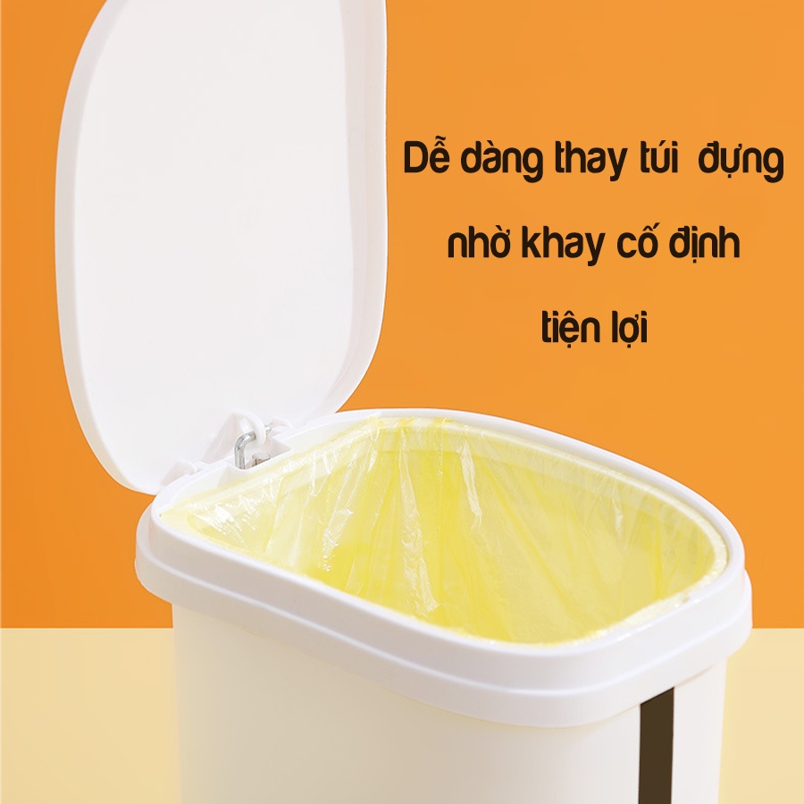 Thùng rác đạp chân INOHA 15L - thùng đựng rác nhựa đa năng  R05
