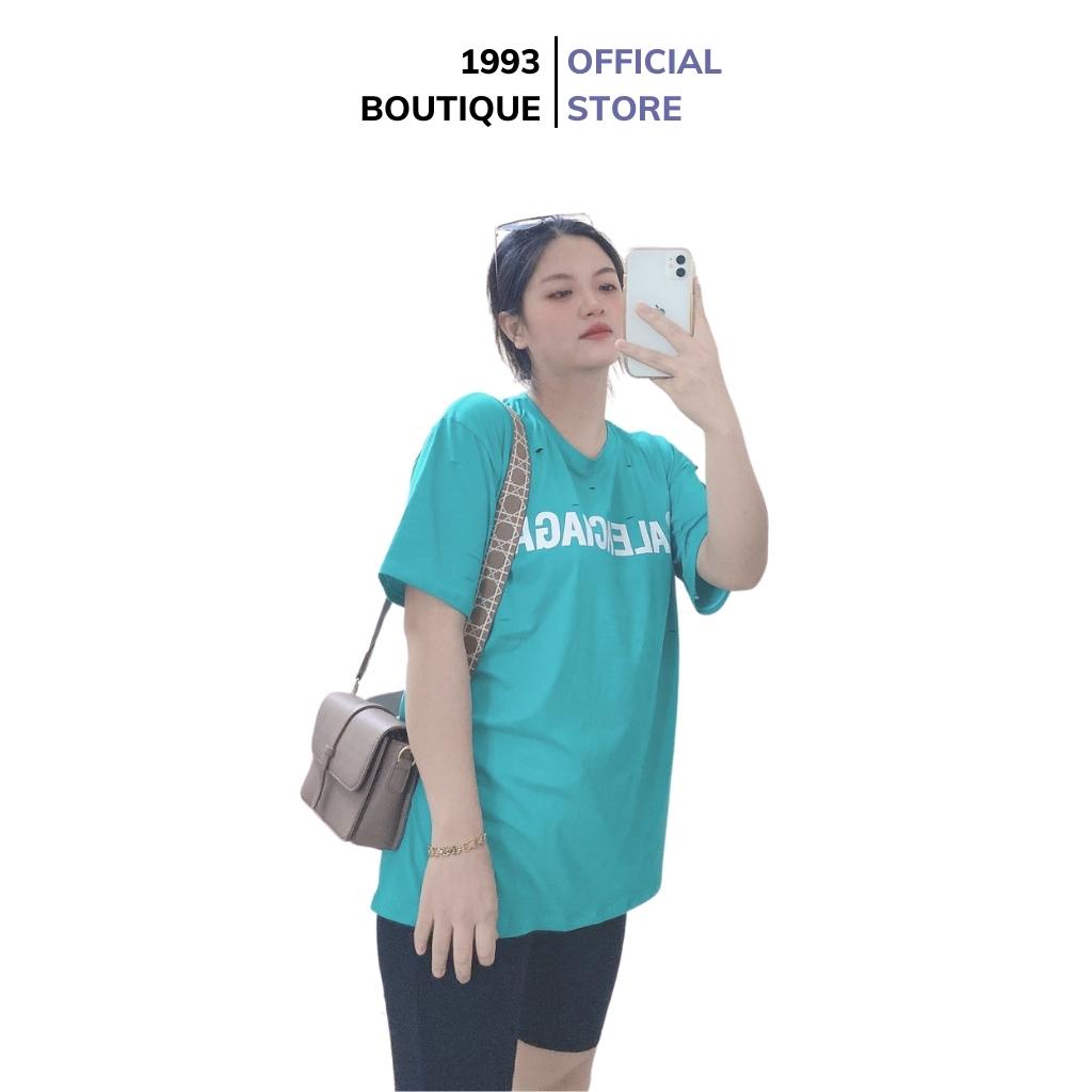 Áo phông ngắn tay nữ form rộng rách chất thun cotton cổ tròn
