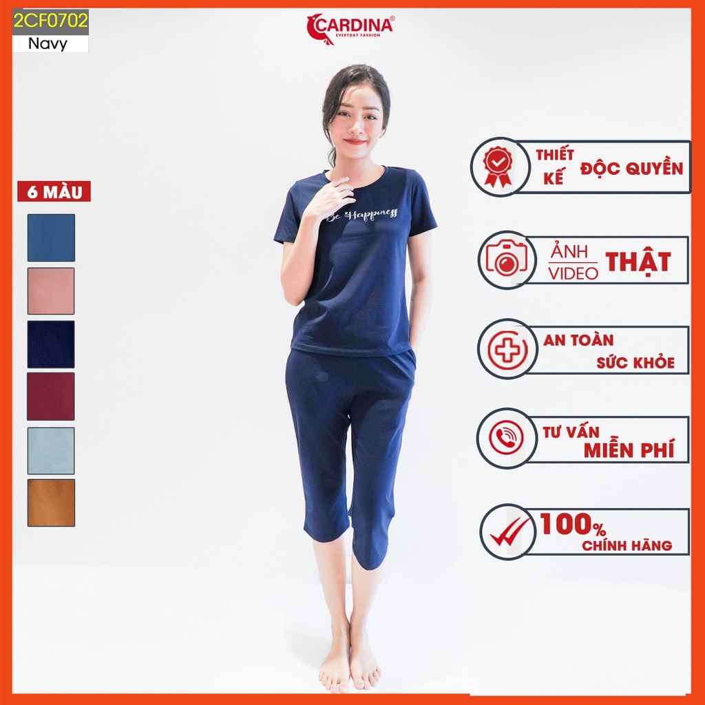 Đồ bộ nữ CARDINA chất Cotton cao cấp áo cộc tay quần lửng kiểu dáng trẻ trung năng động 2CF07