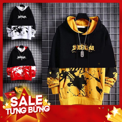 -HÀNG NHẬP KHẨU Áo Hoodie Nam Mũ Trùm Kết Hợp Dây In Họa Tiết Phối Màu Phong Cách Đường Phố Thời Trang Mixxstore TOP NAM