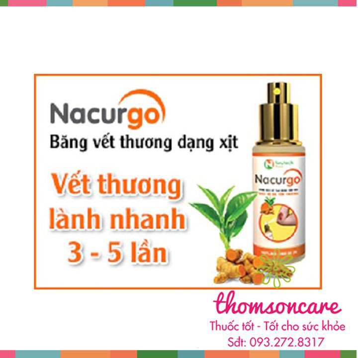 Xịt vết thương Nacurgo - Giúp nhanh lành vết thương, hạn chế nhiễm trùng, sơ cứu vết bỏng, vết loét