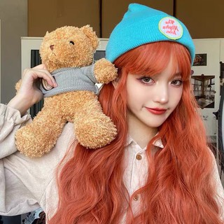 Bộ tóc giả nữ xoăn dài màu cam cá tính