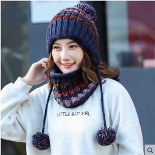 Bộ mũ nón len + khăn len nữ + nón len + khăn choàng cổ