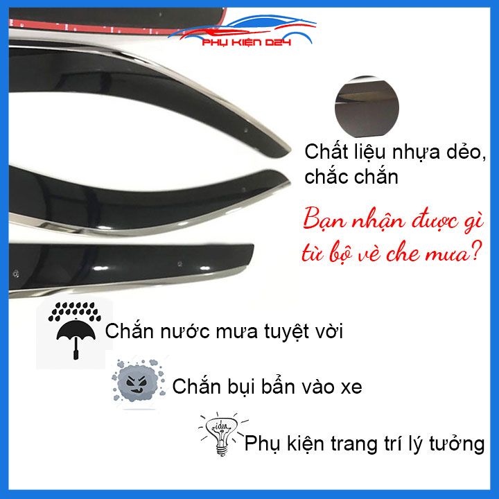 Vè mưa Nissan Almera 2020-2021-2022 chỉ Inox che mưa bảo vệ xe