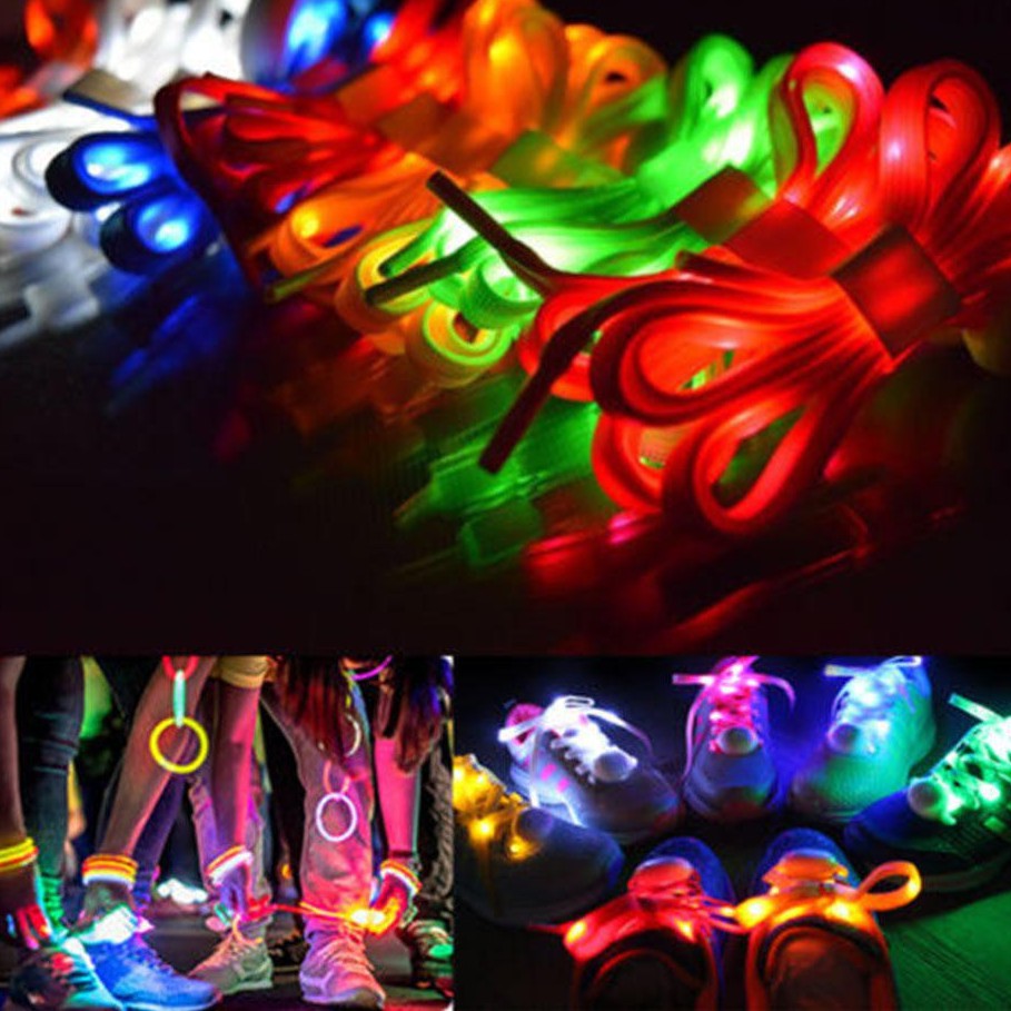 Dây giày vải gắn đèn led phát sáng dùng pin 1m -Dây giày đèn LED phát sáng