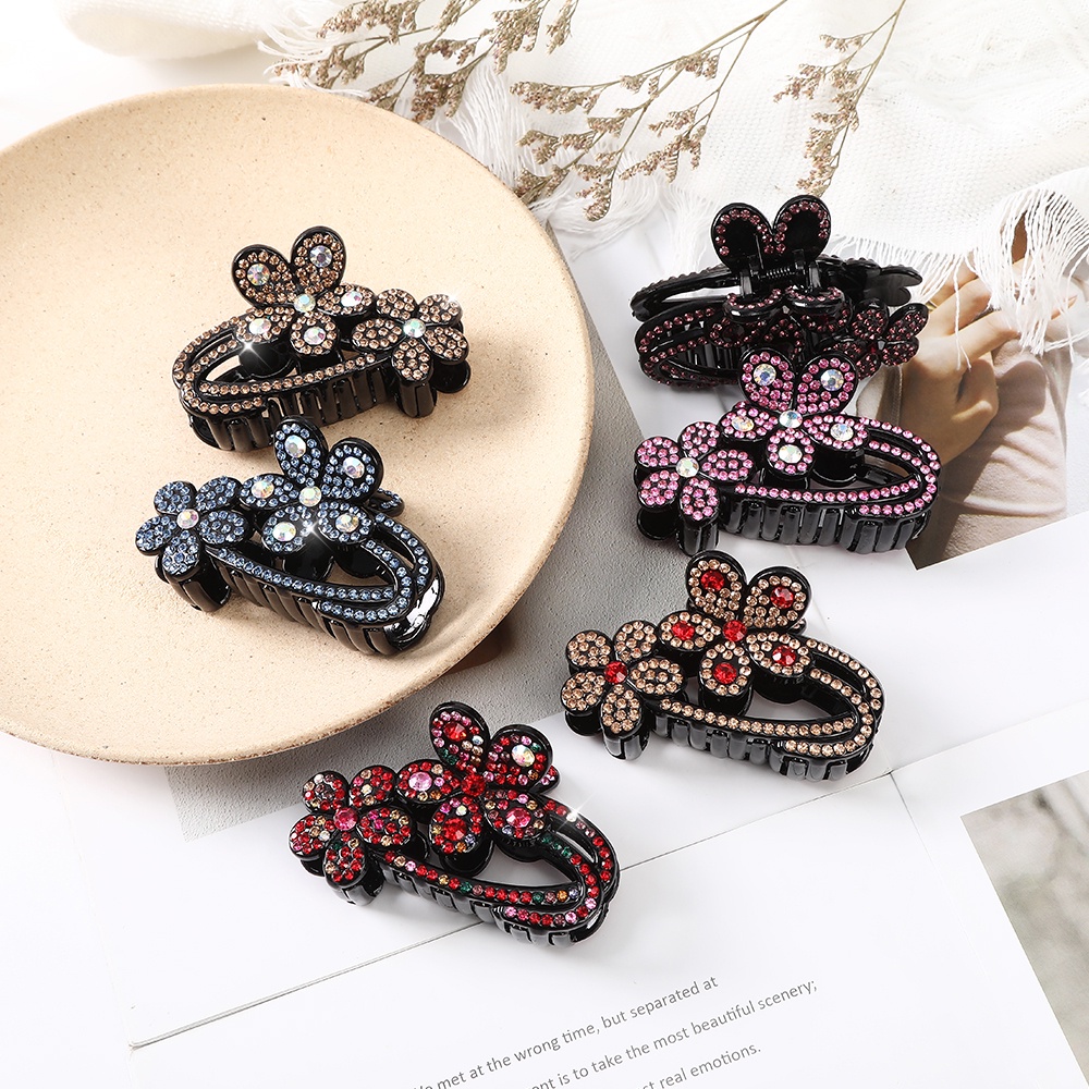 Kẹp tóc HAIMEIKANG hình bông hoa đính đá phong cách Hàn Quốc thời trang cho nữ