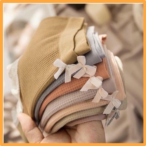 Quần Lót Cotton Ren nơ cài trước xuất, chất liệu co giãn, quần chíp ôm bụng vải mềm ôm bụng nâng mông thấm hút hàng Nhật