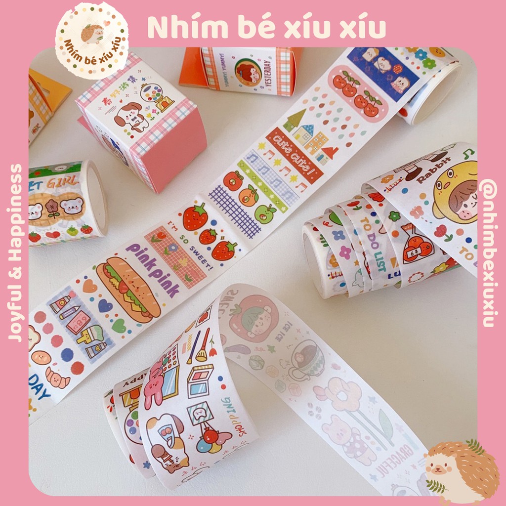 Sticker dạng cuộn nhiều màu  hình dán trang trí sổ VT109