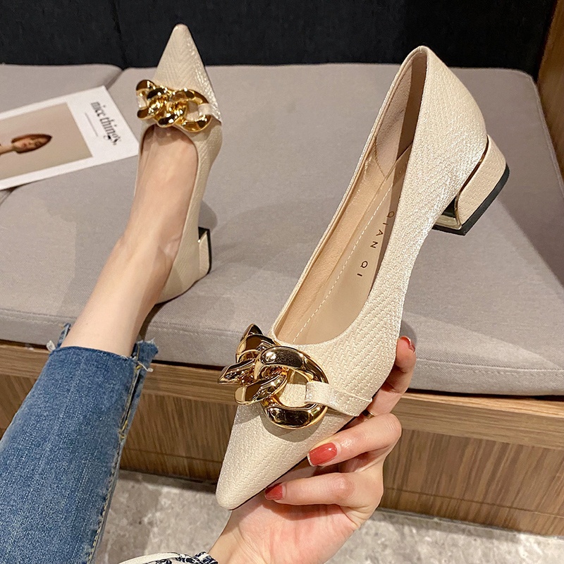 Giày Cao Gót Đế Dày 3Cm Cỡ Lớn 2022 Mềm Mại Thời Trang Mùa Xuân Cho Nữ