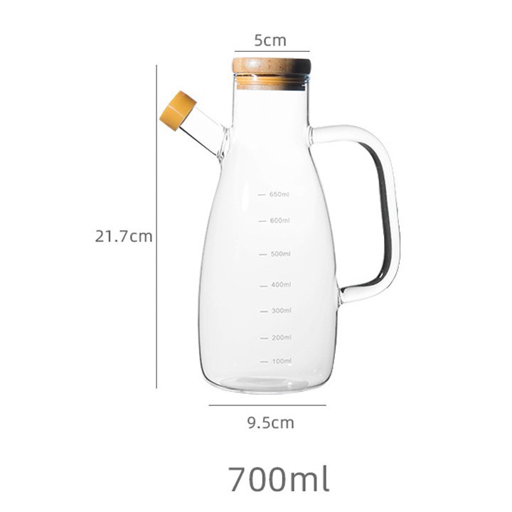 Bình dầu mẫu bầu chia vạch, Bình đựng dầu dấm có vòi 650ml