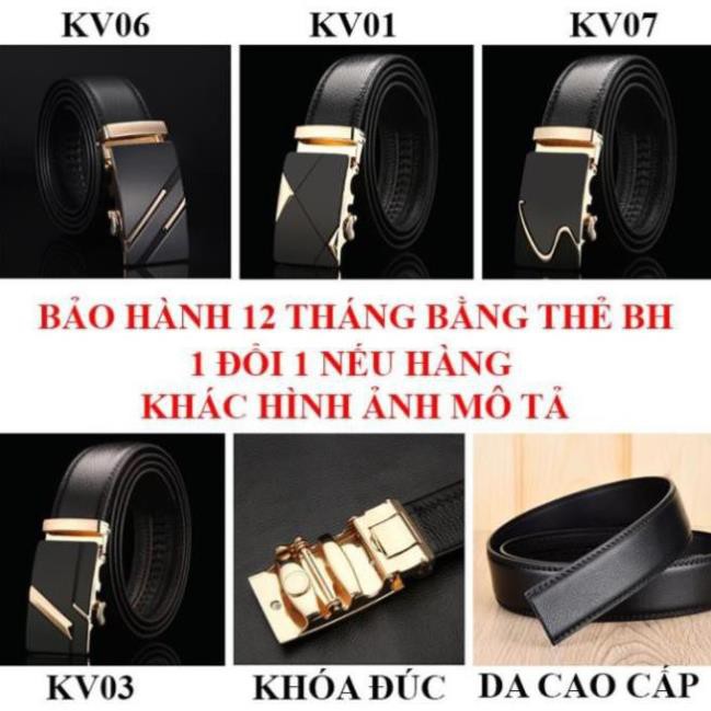 [HÀNG HIỆU] Thắt Lưng Da Nam Khóa Tự Động Dây Nịt Nam Da Cao Cấp 100% Chính Hãng Mạ Vàng Bạc Nam Tính TLKV_07