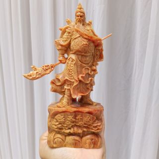 Tượng Quan công gỗ huyết long cao 20 cm