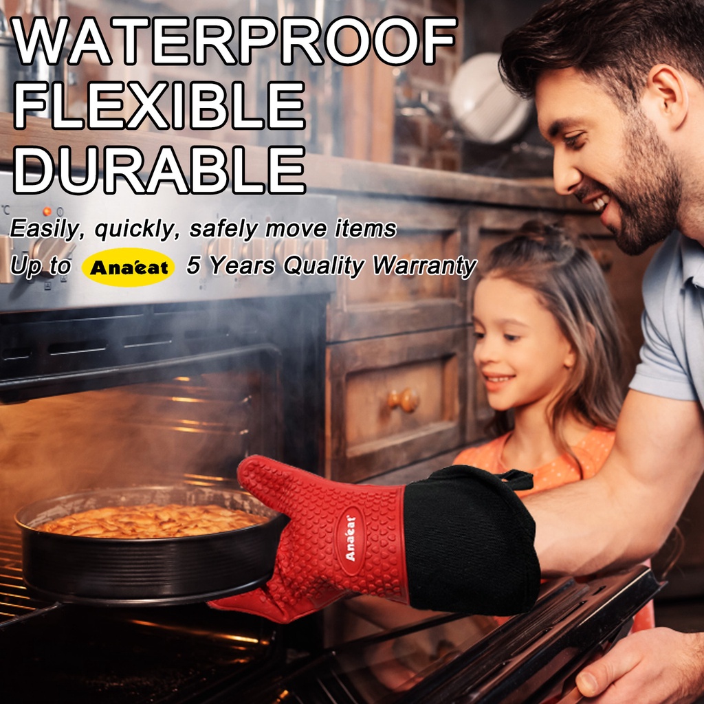 1pc Găng Tay Nấu Ăn ANAEAT  Bằng Silicon Cách Nhiệt Dáng Dài Tiện Lợi Cho Lò Vi Sóng / Lò Nướng