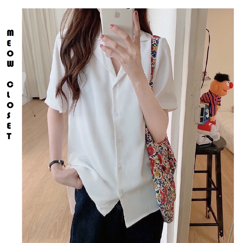 Áo sơ mi cộc cổ V