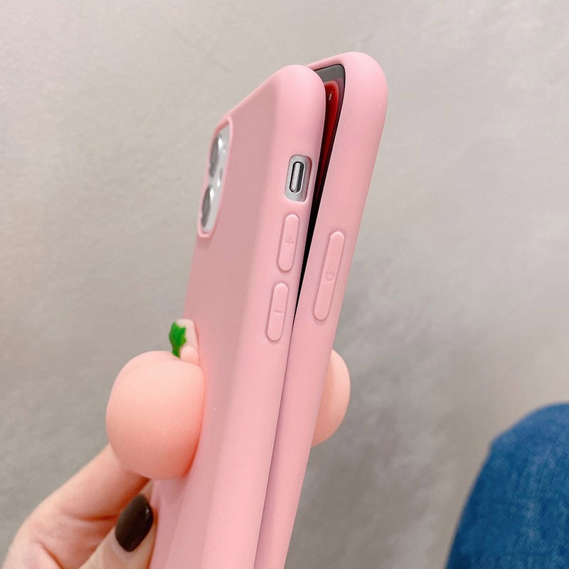 Ốp điện thoại TPU mềm gắn quả đào 3D cho Oppo A95 A94 A15/S A93 A53 A52 A92 A31 A91 Reno 5 4 Z F Pro