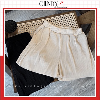 Quần đùi nữ tăm thun mặc nhà ống rộng cạp cao chun co dãn 4 chiều ciindy cq01, quần ngắn nữ mùa hè 2022