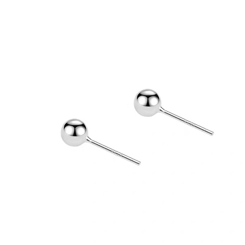 1 Bông Tai Bạc S925 Xỏ Hạt Châu Âu Mini (Với Đầu Cắm Cao Su)