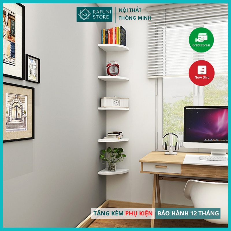 Bộ 3 Kệ Góc Treo Tường Trang Trí Rafuni Hình Cánh Cung Độc Đáo Không Cần Khoan (Kèm Phụ Kiện Và Hướng Dẫn Lắp)