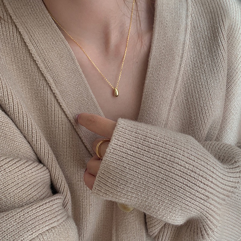 Vòng cổ titan nữ không gỉ mạ vàng 18k hình giọt nước basic  Her Accessories CT27