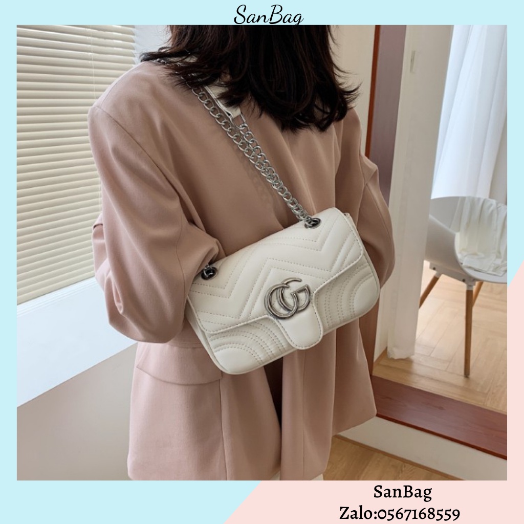 Túi xách GC vuông nữ thêu ren lưới cá tính dây đeo xích sang trọng Ulzzang siêu xinh ❤️