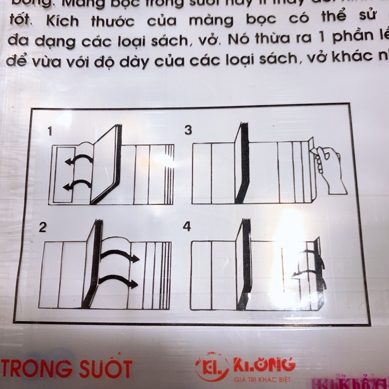 Bọc sách giáo khoa, bọc tập vở KLONG size B5 CII; MS: 419  dùng được cho vở gáy may mã 990, 834, 835, 836…