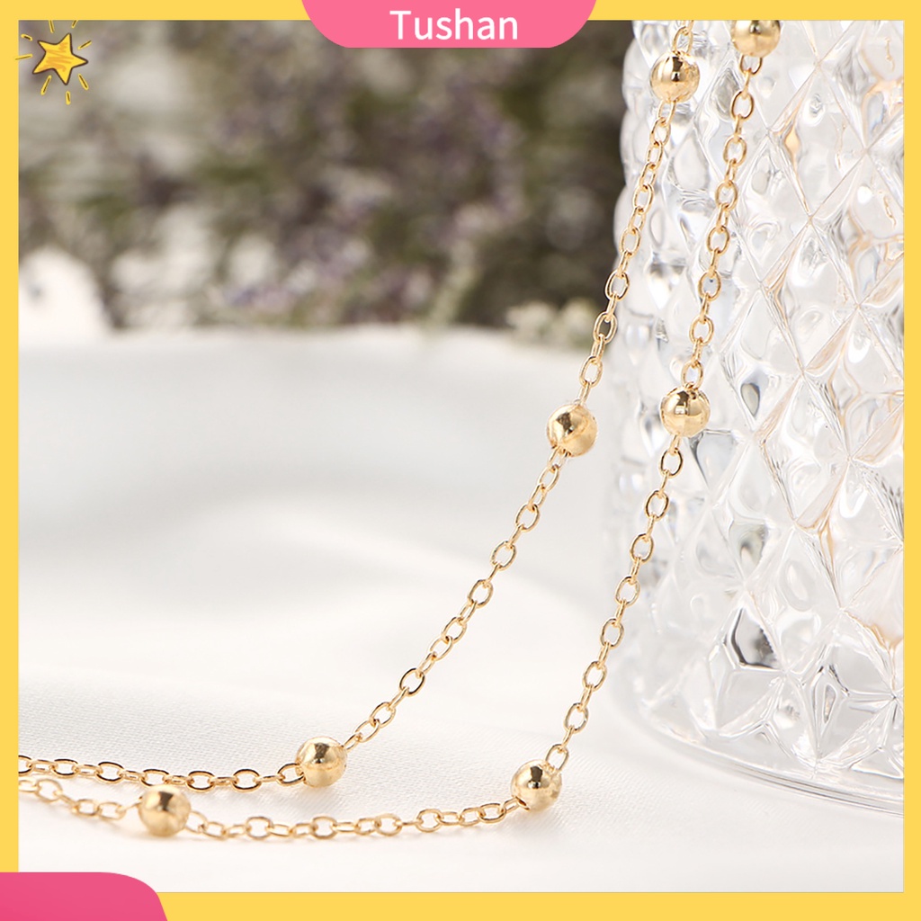 TUSH_Women's Fashion Beaded Chain Choker Satellite Chain Minimal Delicate Necklace