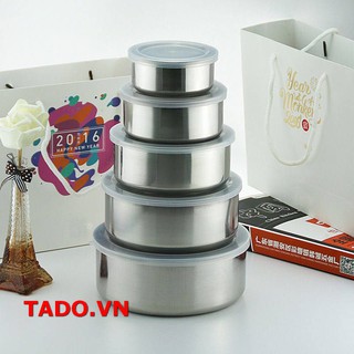 [ 2020 ] Bộ đồ dùng 5 thố bát inox đựng đồ thức ăn có nắp đậy tiện lợi, đa năng GD 647