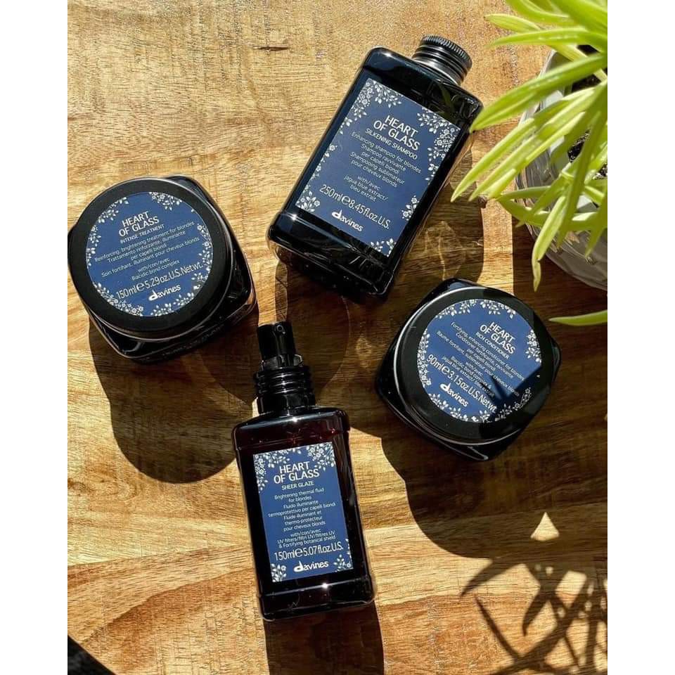 Dầu gội xả hấp Davines Heart Of Glass Silkening làm sạch tóc màu vàng sáng 250ml