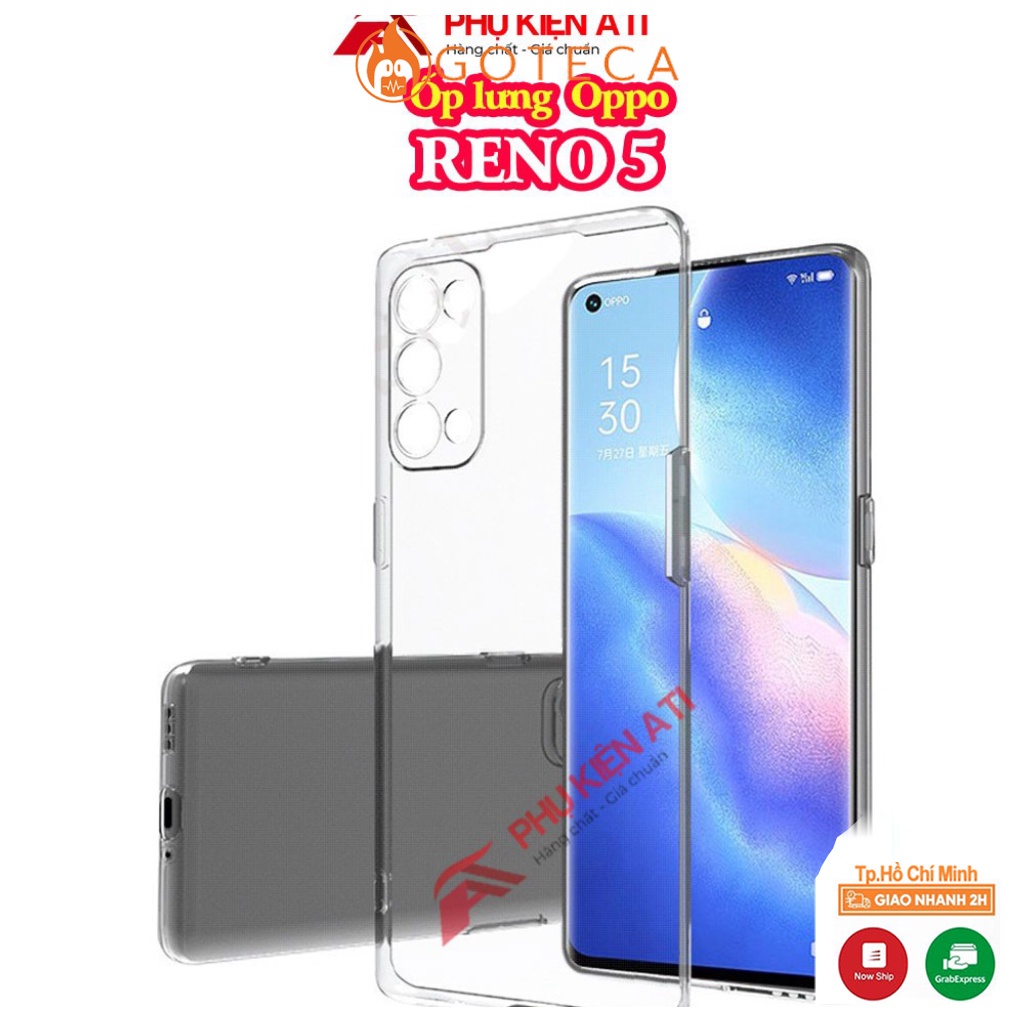 Ốp lưng Oppo Reno5 - Trong suốt, Silicon Dẻo, Loại dày, Lâu ố vàng