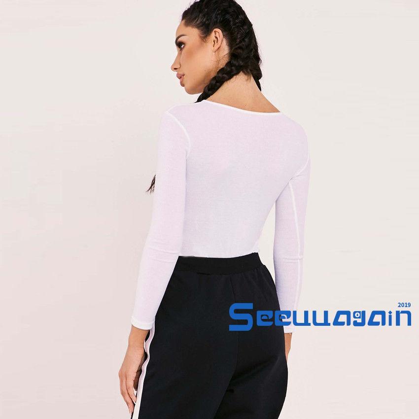 Bodysuit Họa Tiết In Chữ Dài Tay Cổ Tròn Màu Trơn Ôm Dáng Hợp Thời Trang Cho Nữ | BigBuy360 - bigbuy360.vn