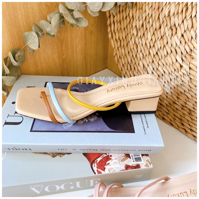 Guốc cao gót 3 dây ngang da mềm đế mặt tẩy G3D