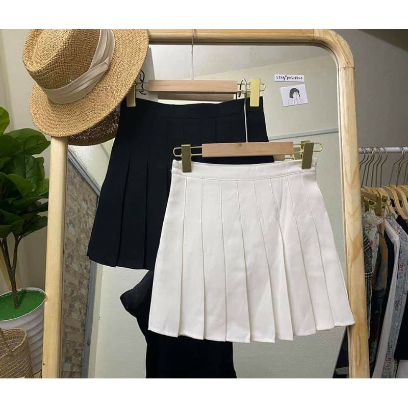 CHÂN VÁY TENNIS TRƠN ĐEN TRẮNG