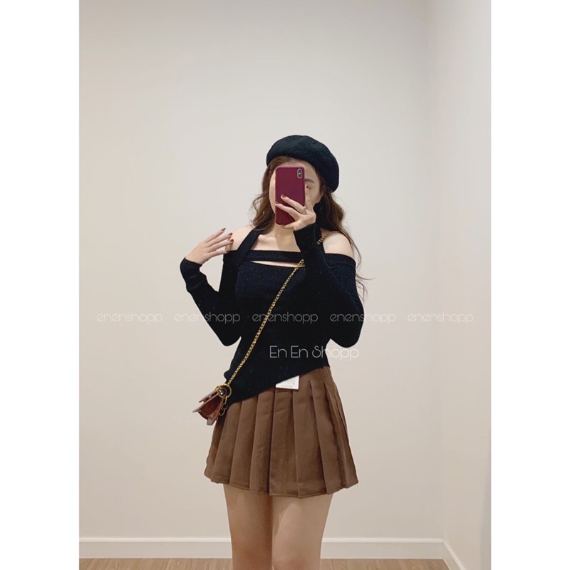 [ẢNH THẬT] Áo len trễ vai cutout (A445)