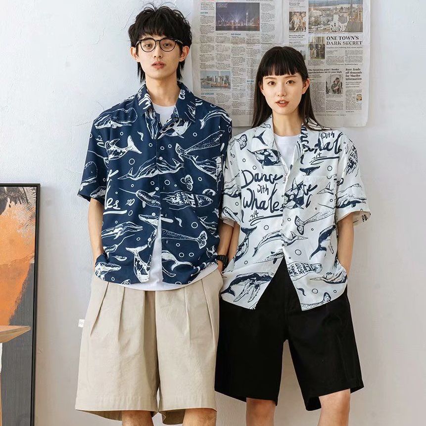 Áo Sơ Mi Nam Tay Dài Có Cổ Họa Tiết Chú Mèo Thời Trang