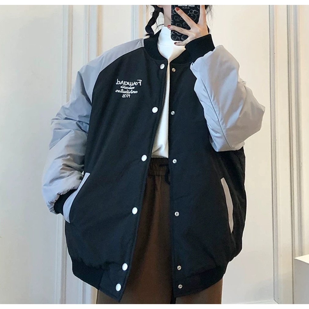 Áo khoác bomber phao nam nữ MEANSTORE Jacket oversize form rộng Khoác gió phong cách Hàn Quốc